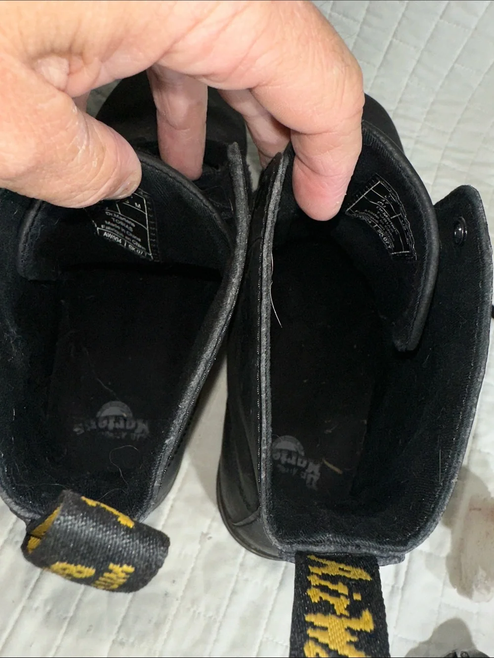 Dr. Martens Tobias Black Leather Lace-Up Men’s Boots with Yellow Stitching